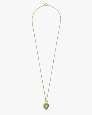 Pendentif SKARB petit cœur vert sur chaîne