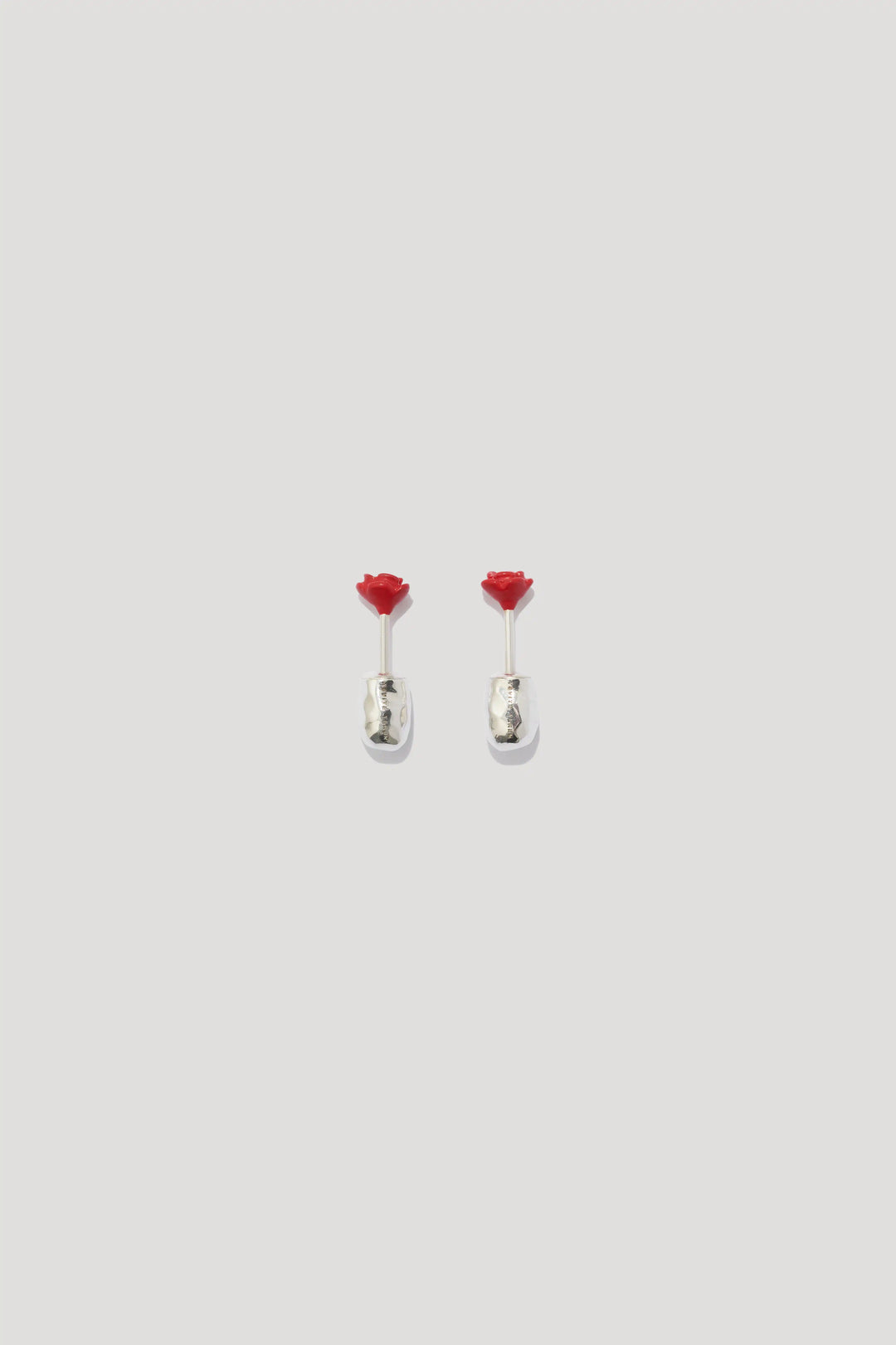 Pendientes de botón BABY ROSE en esmalte rojo
